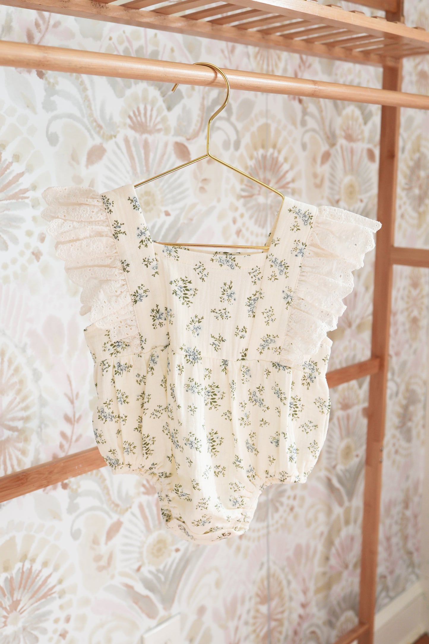 Blue Floral Ruffle Romper