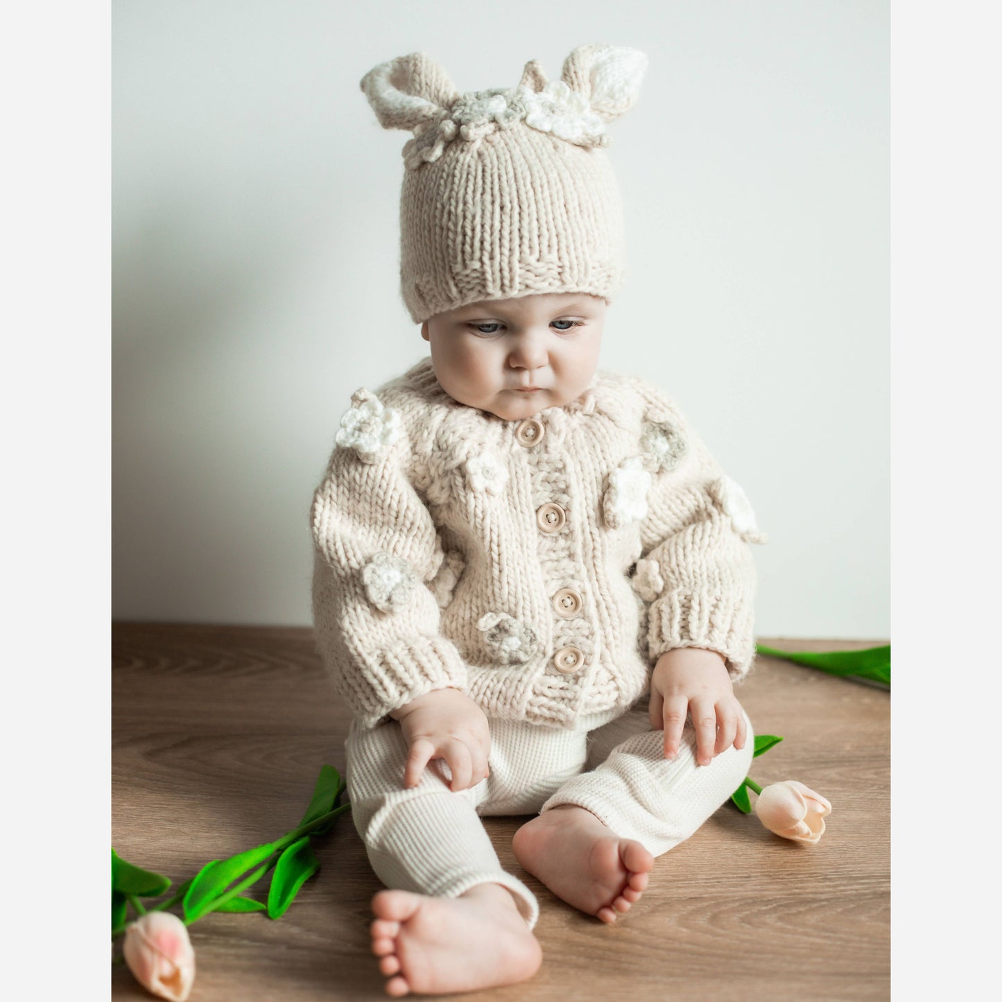 Cream Flower Cardigan