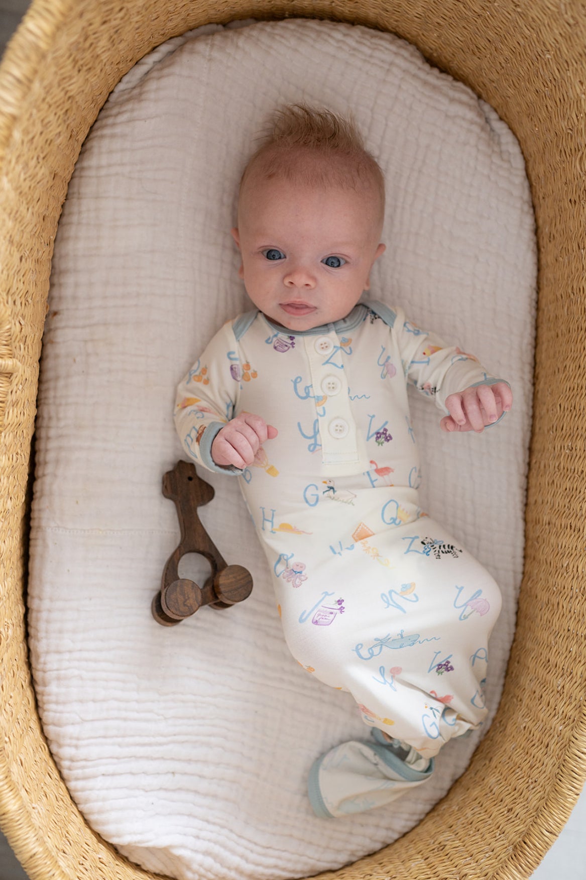 Alphabet Bamboo Newborn Gown