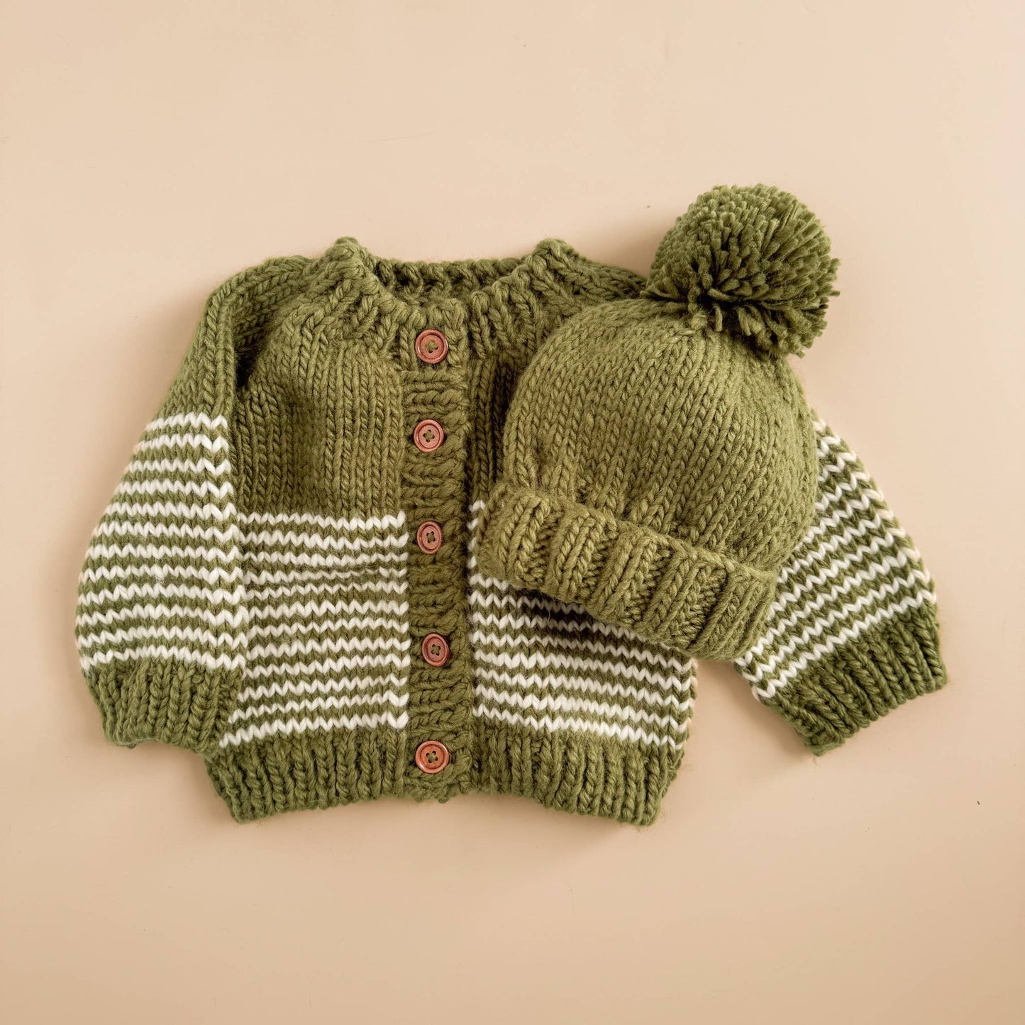 Stripe Cardigan Moss Sweater