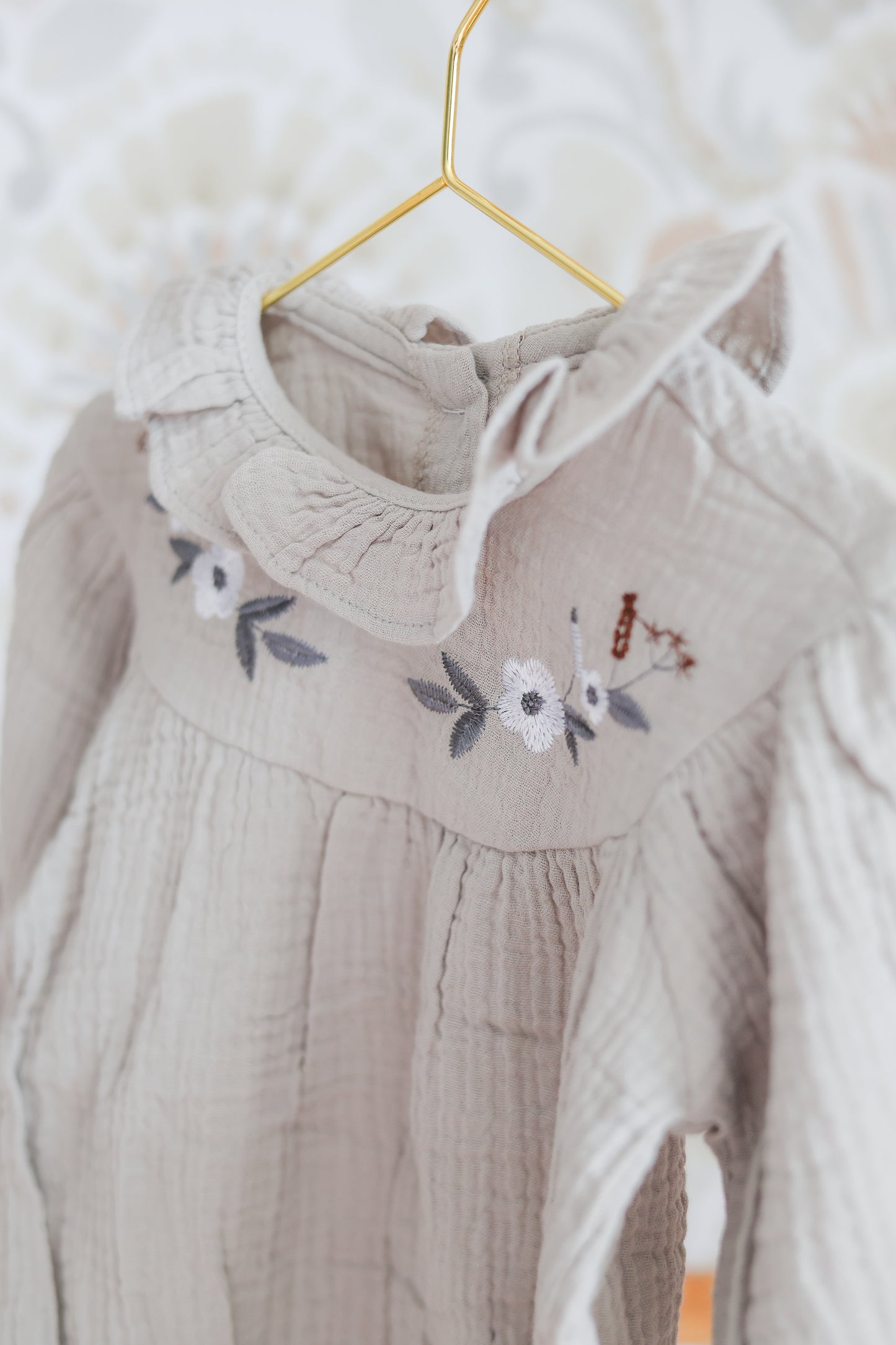 Grey Muslin Embroidered Bubble