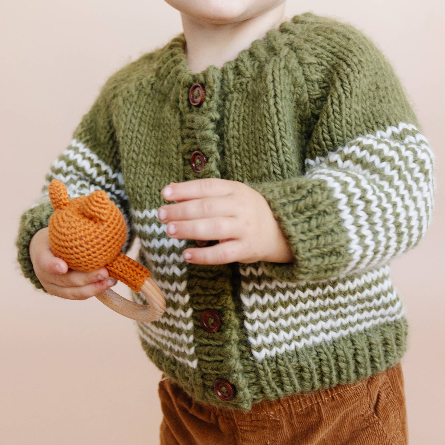 Stripe Cardigan Moss Sweater