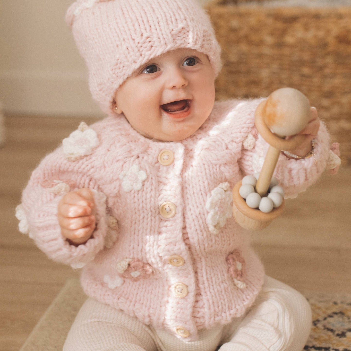 Pink Flower Cardigan