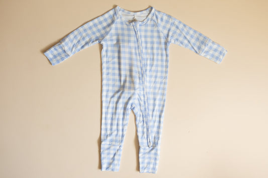 Blue Gingham Bamboo Romper