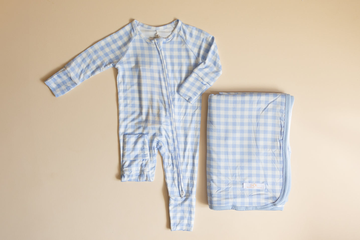 Blue Gingham Bamboo Romper