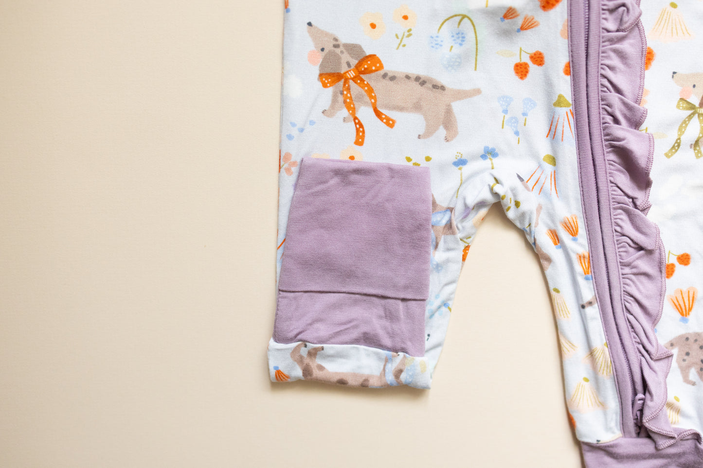 Purple Puppy Meadow Bamboo Romper