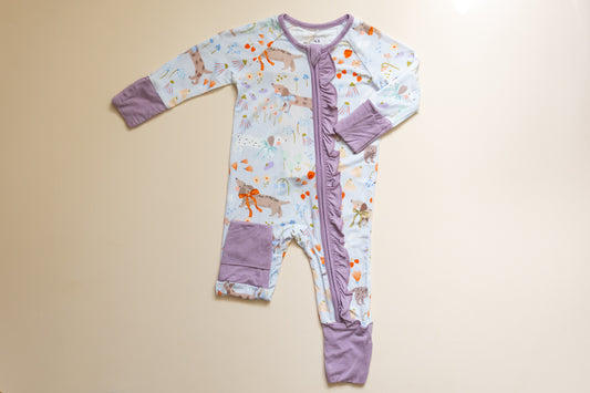 Purple Puppy Meadow Bamboo Romper