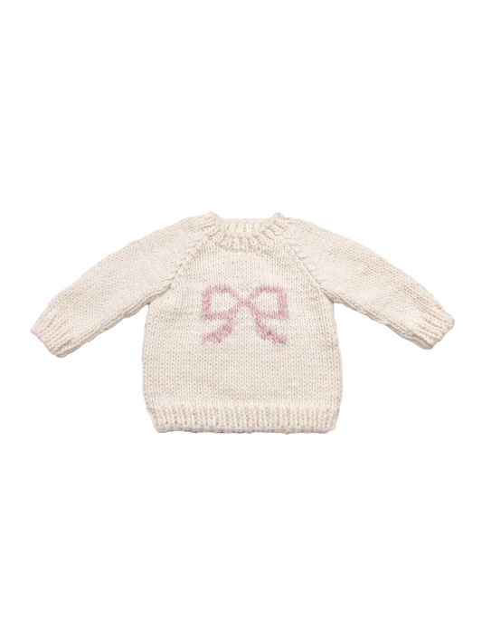 Bow Sweater White Pink Baby Kid Girl Pullover Apparel