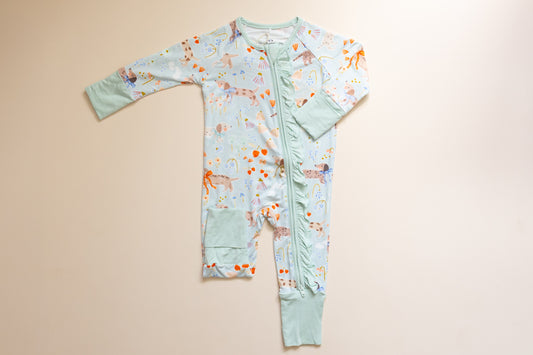 Puppy Meadow Mint Bamboo Romper