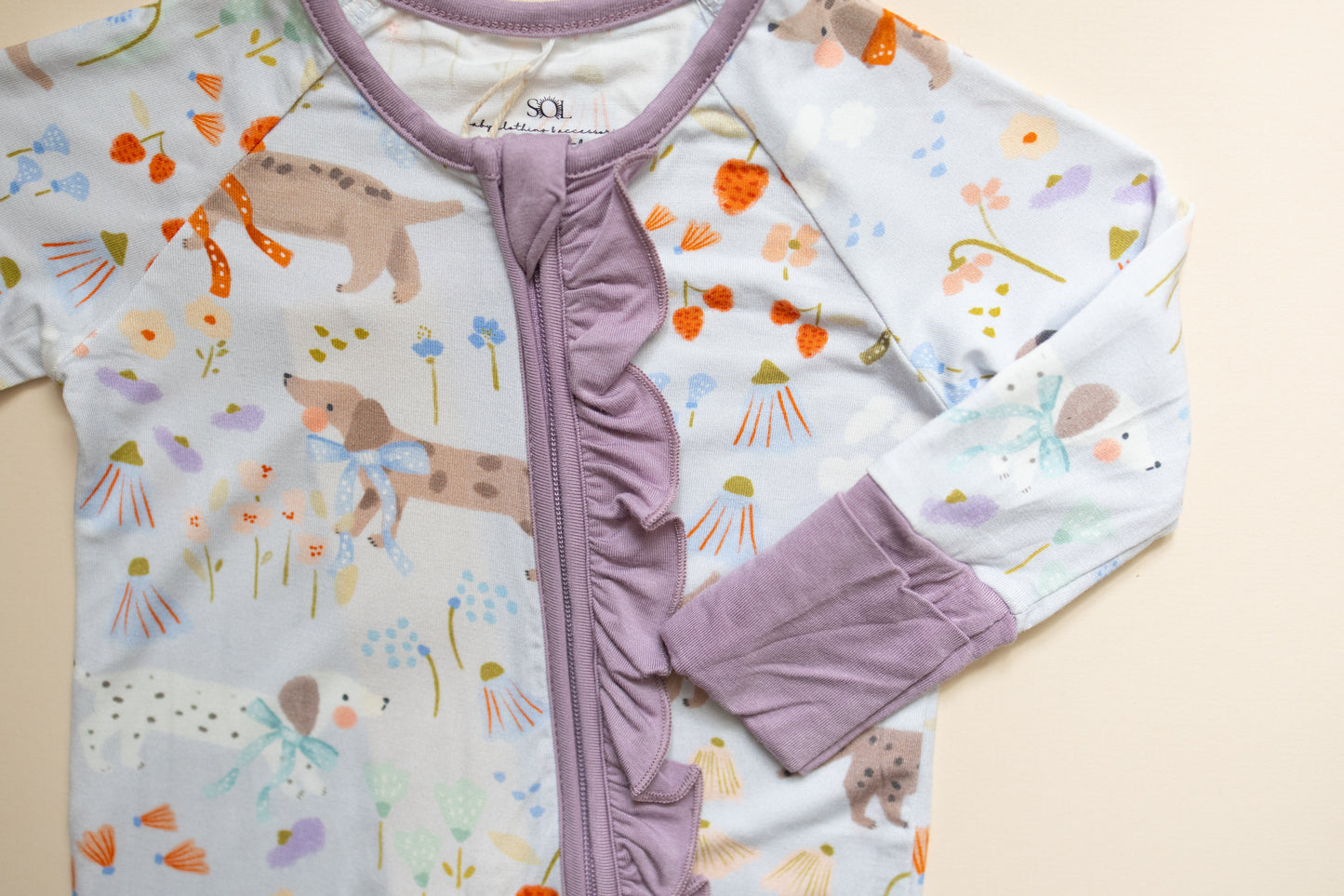 Purple Puppy Meadow Bamboo Romper