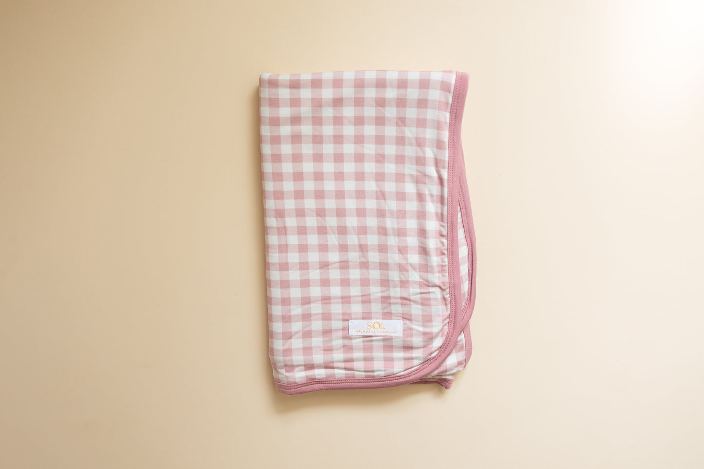 Rose Gingham Bamboo Blanket