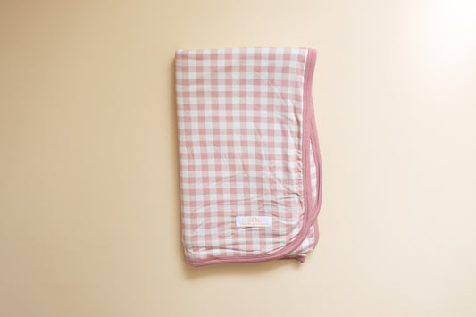 Rose Gingham Bamboo Blanket