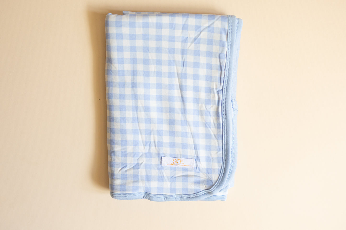Blue Gingham Bamboo Blanket