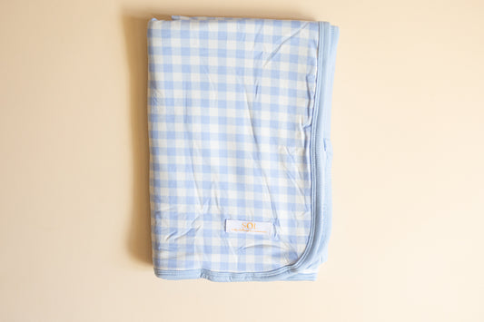 Blue Gingham Bamboo Blanket