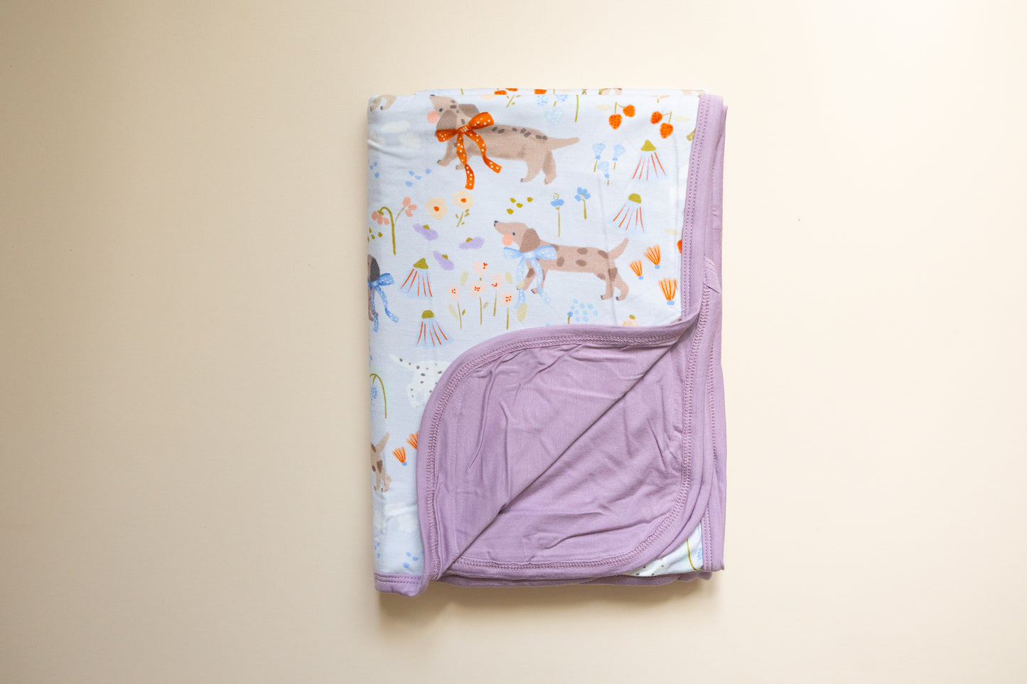 Purple Puppy Meadow Bamboo Blanket