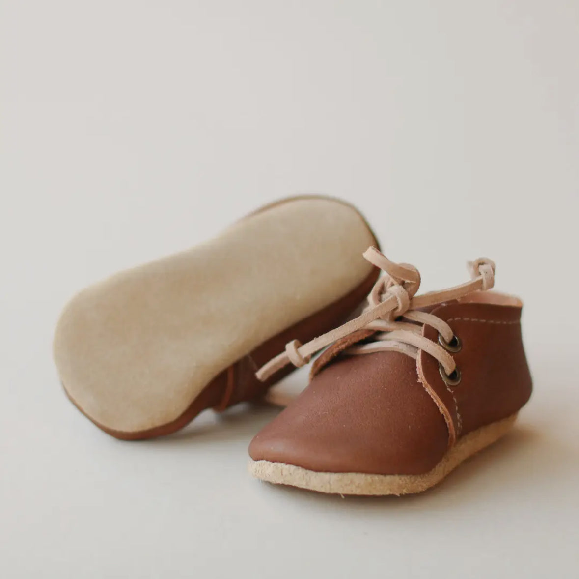 Leather Slip On Shoes- Walnut