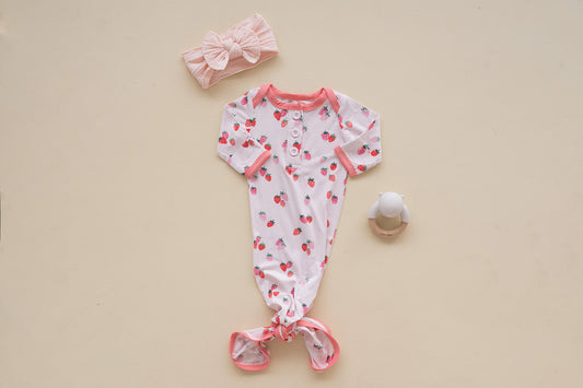 Strawberry Bamboo Newborn Gown