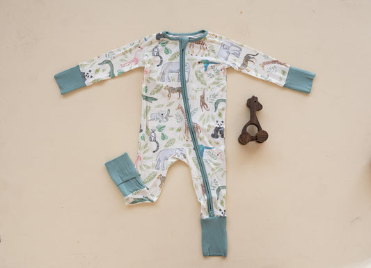 Zoo Bamboo Zipper Romper