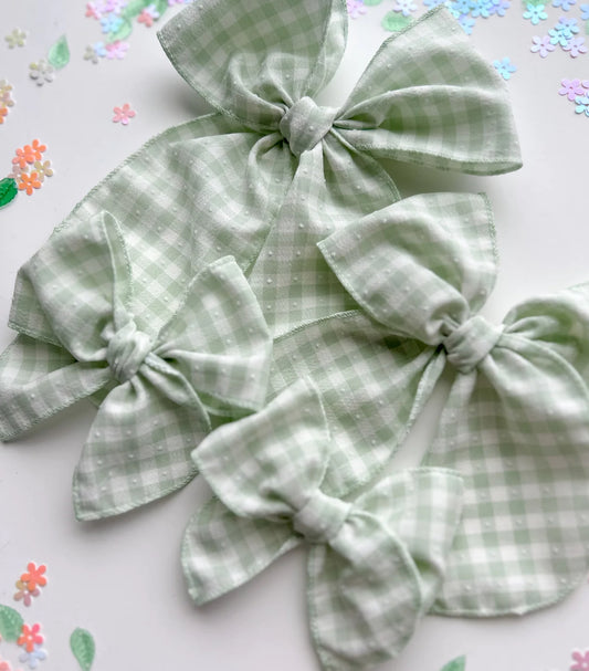 Mint Gingham Bow