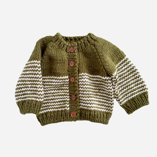 Stripe Cardigan Moss Sweater
