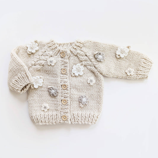 Cream Flower Cardigan